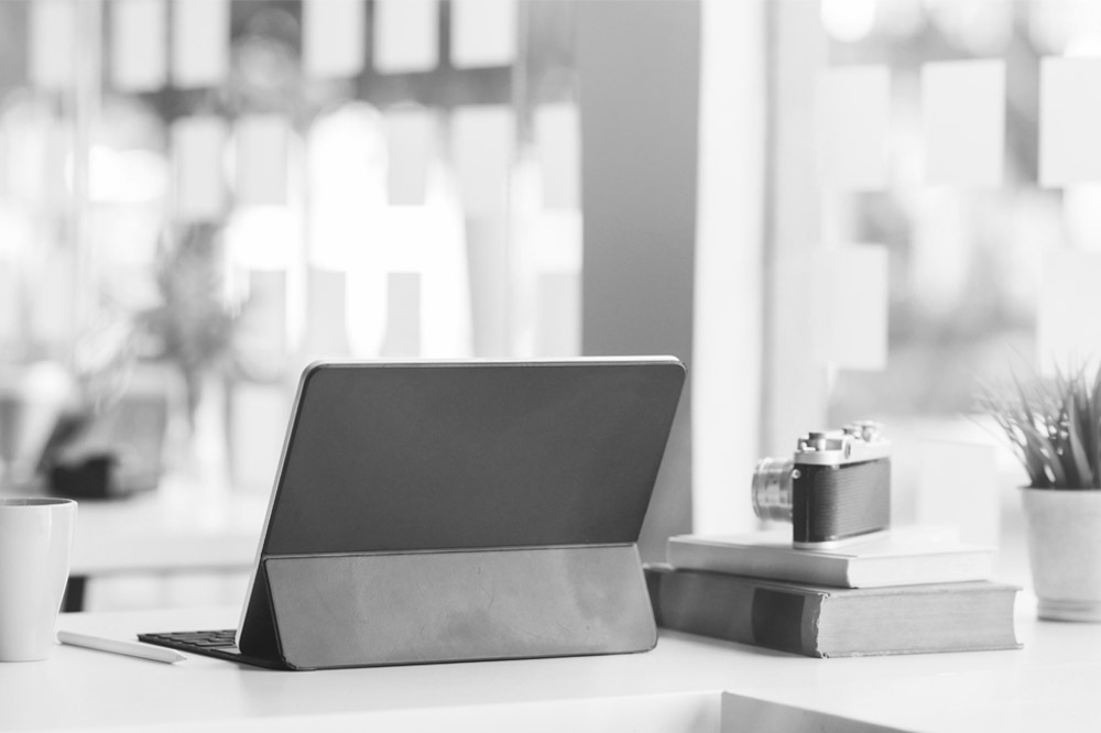 A computer sitting on a desk at Solicitor Digital